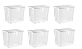 Aufbewahrungsbox aus Kunststoff, Linie Box mit stapelbarem Deckel, platzsparend, 80 l / 6 Stück