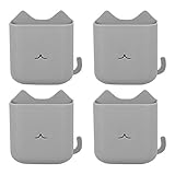 MARURY 4 Stück Fernbedienungshalter, Wandmontage, niedliche Form, Fernbedienung, Caddy Organizer mit Kleber für Nachttisch, Schlafzimmerwand, Handy-Ladeaufbewahrung (Farbe: grau)