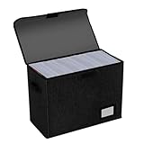 Veciado Gefaltete Comicbuch-Aufbewahrungsboxen, Schulanfang, Kurzbox, Koffer mit Deckel, Buch-Mülleimer, Behälter hält für 150 Comics, Schwarz