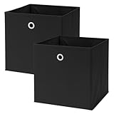 Murago 2er Set Faltbox ca. 30x30x30 cm - Schwarz - Würfel Aufbewahrungsbox faltbar Aufbewahrungskörbe Einschub Korb Boxen Wohnzimmer Stoff für Kleidung Büro Kinderzimmer Regalkorb Klappbox