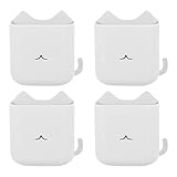 MARURY 4 Stück Fernbedienungshalter, Wandmontage, niedliche Form, Fernbedienung, Caddy Organizer mit Kleber für Nachttisch, Schlafzimmerwand, Handy-Ladeaufbewahrung (Farbe: Weiß)