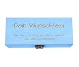 Holzkiste Blau personalisiert mit Gravur – Geschenkbox aus Holz mit Wunschtext – Personalisierbare Holzbox für Geschenke & Erinnerungen – Individuelle Gravur Geschenkidee für Geburtstag & Weihnachten