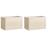Akfldms 2X Zusammenklappbare Aufbewahrungsbox mit Großem Fassungsvermögen und - Stapelbarer Organizer Aus Kunststoff mit Deckel, Tragbarer Behälter für Zuhause