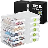 SmartStore - 10x Aufbewahrungsbox mit Deckel Classic 1L (21x17x6cm) | Stapelbare Box mit Deckel | Lebensmittelechte Kunststoffbox | Plastikbox mit Deckel & verstärkten Ecken | 10 Jahre Garantie