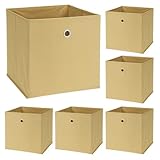 Murago 6er Set Faltbox ca. 30x30x30 cm - Beige - Würfel Aufbewahrungsbox faltbar Aufbewahrungskörbe Deko Korb Boxen Wohnzimmer Stoff für Kleidung Büro Regalkorb Klappbox Schlafzimmer
