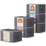 Lifewit 6 Stück 90L Aufbewahrungstasche, Aufbewahrungsbox mit Deckel, Groß Kleideraufbewahrung Umzugskartons, Faltbare Aufbewahrung Boxen für Bettdecken Decken Kleidung Unterbett Kleiderschrank, Grau