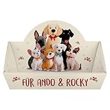 Herz & Heim® Personalisierter Geschenkkorb für Hunde & Hundebesitzer – Präsentkorb mit Wunschtext – 2 Größen – Geschenkbox aus stabiler Pappe (M (42,5 × 24 × 28 cm))