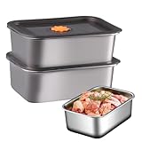 imposyu 2Stk Frischhaltedosen Edelstahl 4500ML Frischhaltedosen mit Deckel 316 Edelstahl Schüssel Eckig mit Deckel für Restaurant Küche Gefrierschrank