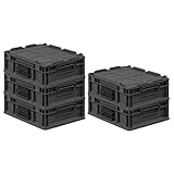 PROREGAL SuperSparSet 5x Eurobox NextGen Portable | HxBxT 13,5x30x40cm | 11 Liter | Schwarz | Eurobehälter, Transportbox, Transportbehälter, Stapelbehälter