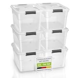 Juskys Aufbewahrungsbox mit Deckel - 6er Set Kunststoff Boxen 60l - Box groß, stapelbar, transparent - Aufbewahrung Ordnungssystem Aufbewahrungsboxen