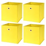 Murago 4er Set Faltbox ca. 30x30x30 cm - Gelb - Würfel Aufbewahrungsbox faltbar Aufbewahrungskörbe Einschub Korb Boxen Stoff für Kleidung Spielzeug Kinderzimmer Baby Jungen Klappbox