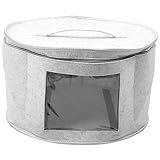 Anlayliay Faltbare Hutbox, Organizer, runde -Hutboxen, Aufbewahrungstasche mit staubdichtem Reißverschluss-Deckel, Hellgrau, 43 x 26,5 x 26,5 cm