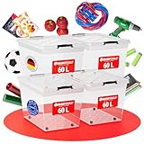 ATHLON TOOLS 4x 60 L Aufbewahrungsboxen mit Deckel, lebensmittelecht - Verschlussclips - 100% Neumaterial Plastik-Box transparent - Kleiderboxen stapelbar…