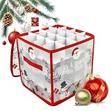 PORFOYO Aufbewahrungsbox Für Weihnachtskugeln für 64 Christbaumkugeln, Weihnachtskugeln Aufbewahrung, Sortierbox Für Christbaumkugeln 32*32*2.7 CM, Christbaumkugeln Aufbewahrung Für Weihnachten