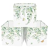 Clastyle 3 Stück Blatt Damen Aufbewahrungsbox Stoff für Kallax Faltbar Aufbewahrungskorb Klein Schrank Organizer Kleiderschrank für Regal, Eucalyptus, 30x30x30 cm